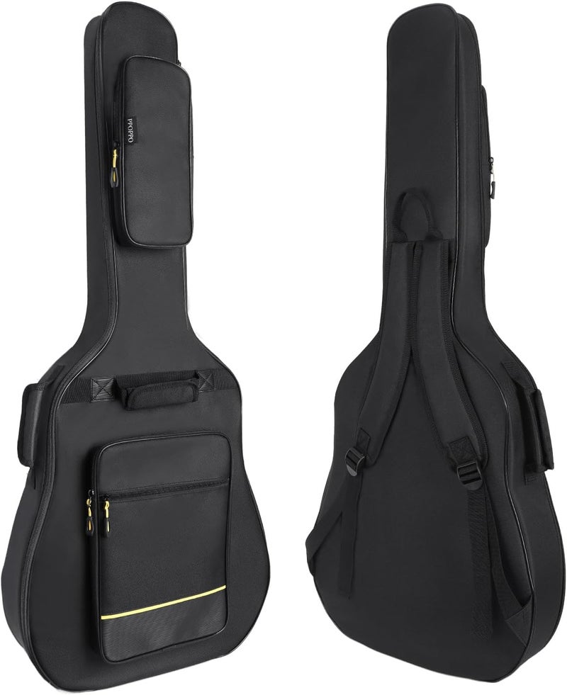 PPOPPO 40/41/42 Inch Acoustic Guitar Bag, 0.35” Thick Padding, 600D Waterproof Nylon, 3 Pockets, Soft Classical Guitar Backpack Travel Case Gig Bag with Neck Fixed Strap & Back Hanger Loop, Black - Image 1